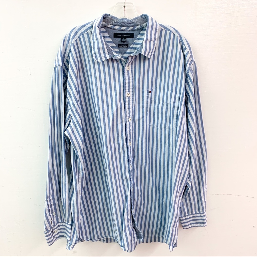 TOMMY HILFIGER Cotton Stripe Button Down Shirt XXL